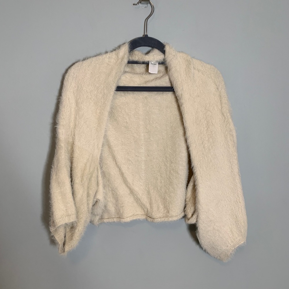 Maurices Fuzzy Knit Shrug Cardigan Cream Open Front Cropped Women 3x‎